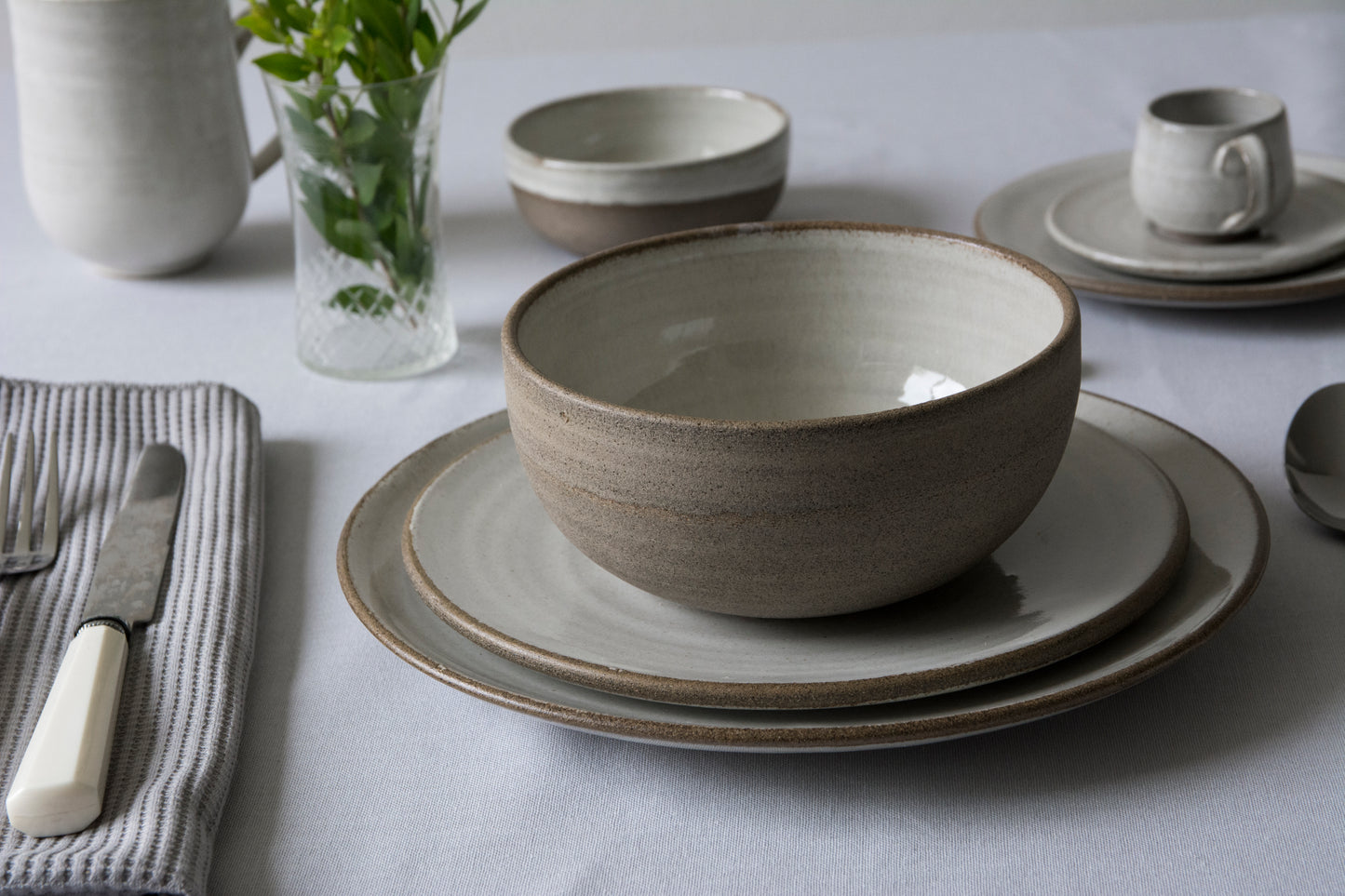 Pottery Dinnerware, Dinner Plate and Soup Bowl