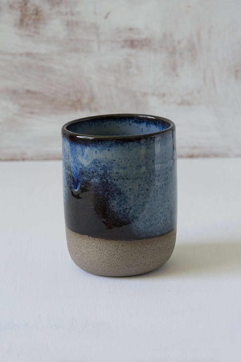 Big Ceramic Tumblers, 10 / 13.5 / 17 fl. oz - RAMIREZ ZANOTTY- varigated blue