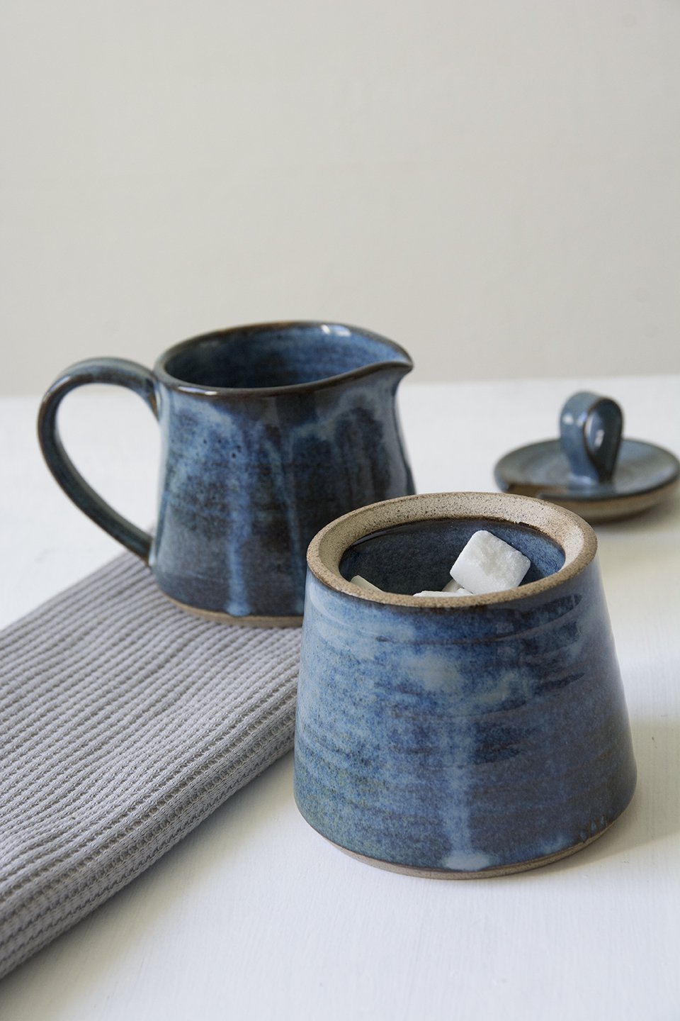 Blue Ceramic Creamer and Sugar Set - RAMIREZ ZANOTTY - Sugar Bowl set