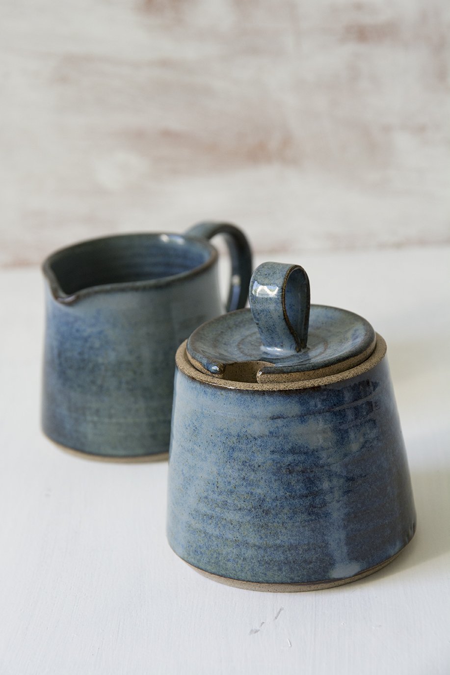 Blue Ceramic Creamer and Sugar Set - RAMIREZ ZANOTTY - Sugar Bowl set