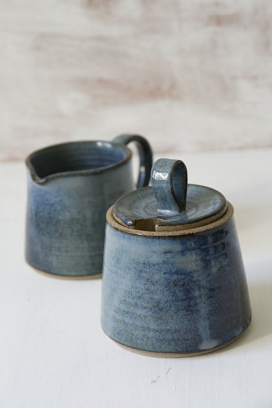 Blue Ceramic Creamer and Sugar Set - RAMIREZ ZANOTTY - Sugar Bowl set