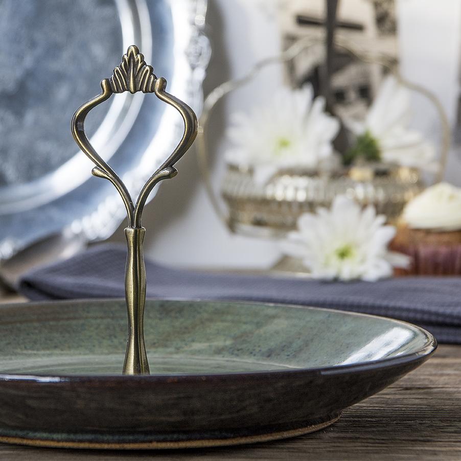 Blue-Green Ceramic Dessert Stand - RAMIREZ ZANOTTY - plates