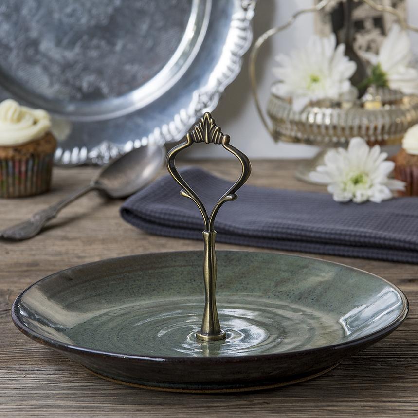 Blue-Green Ceramic Dessert Stand - RAMIREZ ZANOTTY - plates