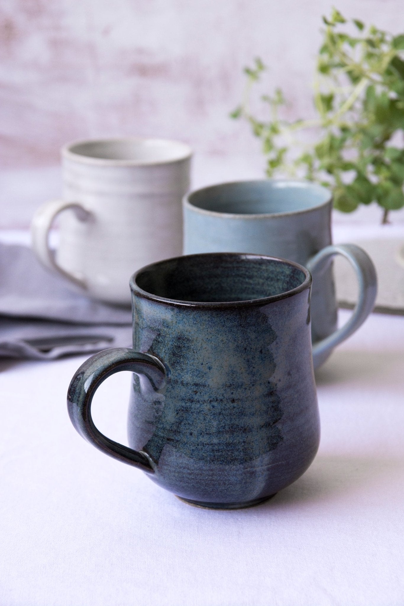 Blue Pottery Mug, 10 fl oz - RAMIREZ ZANOTTY - Mugs and Cups