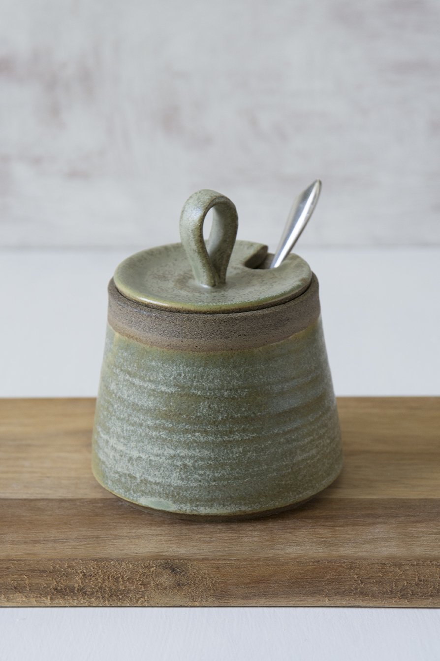 Green Pottery Sugar Bowl - RAMIREZ ZANOTTY - Sugar Bowl