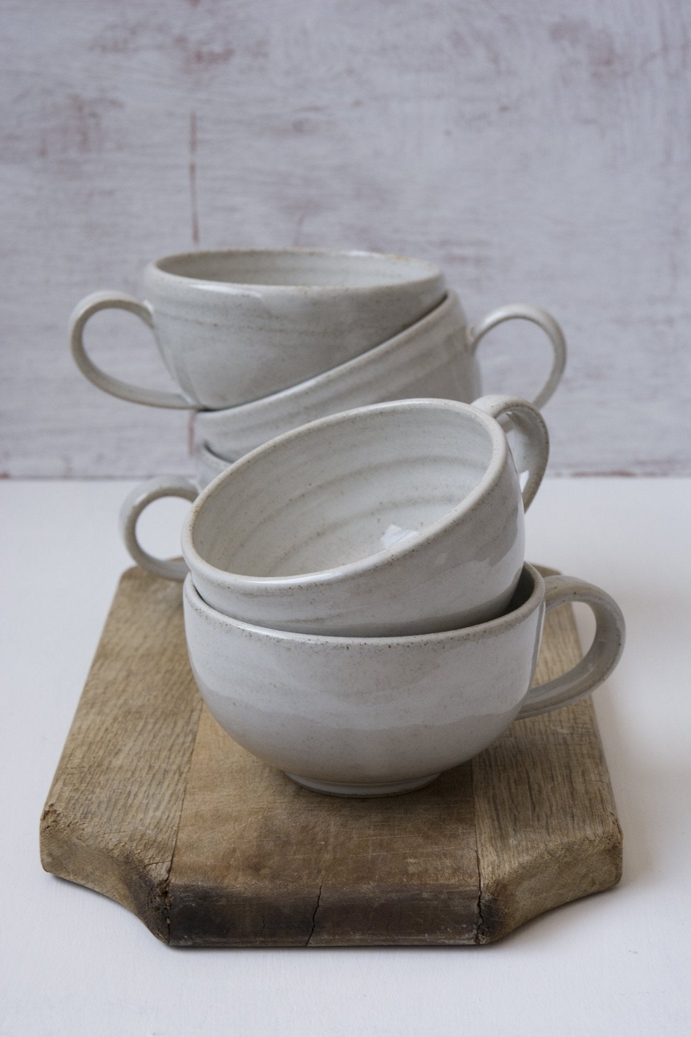 Hand-Thrown White Cappuccino Cup & Saucer - RAMIREZ ZANOTTY- Mug