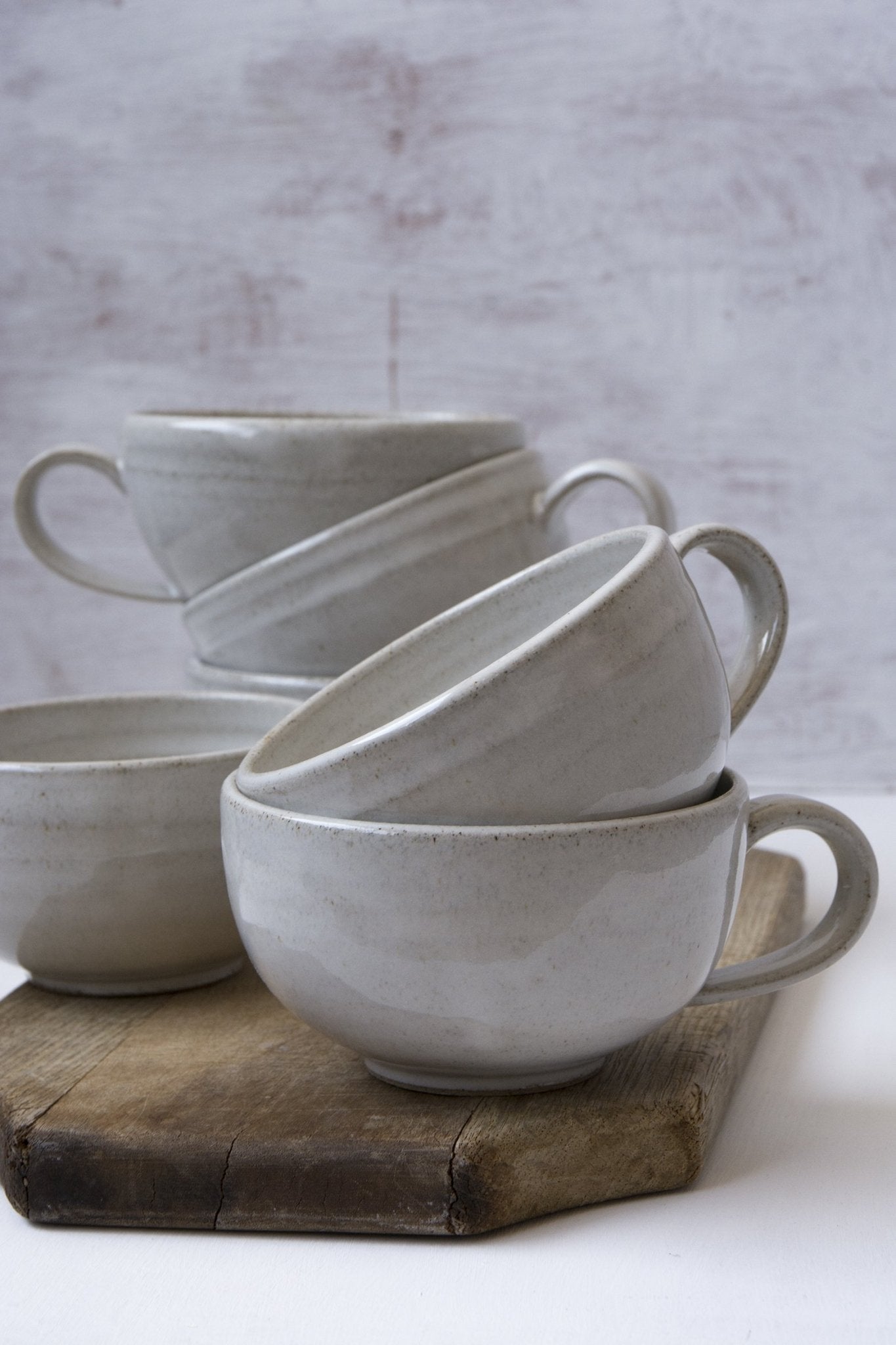 Hand-Thrown White Cappuccino Cup & Saucer - RAMIREZ ZANOTTY- Mug