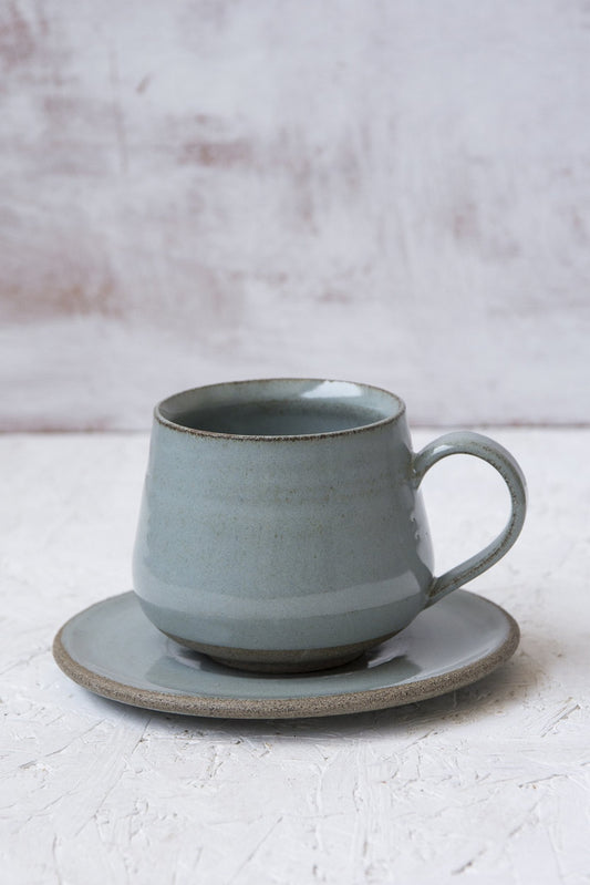 Light Blue Latte Cup and Saucer, 11 fl. oz - RAMIREZ ZANOTTY - cup