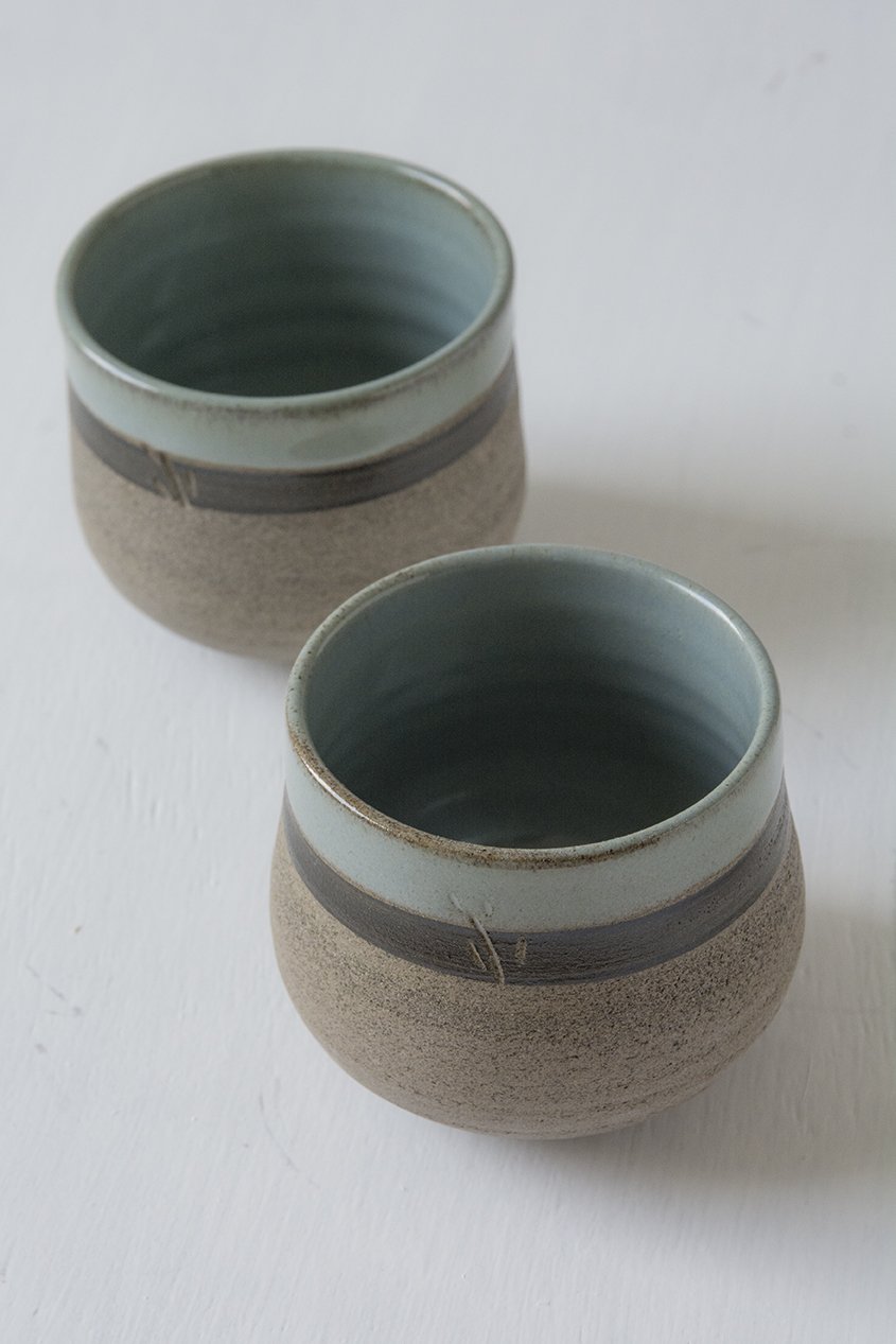 Light Blue Ceramic Tumblers, Set of 2 - RAMIREZ ZANOTTY - Mugs and Cups