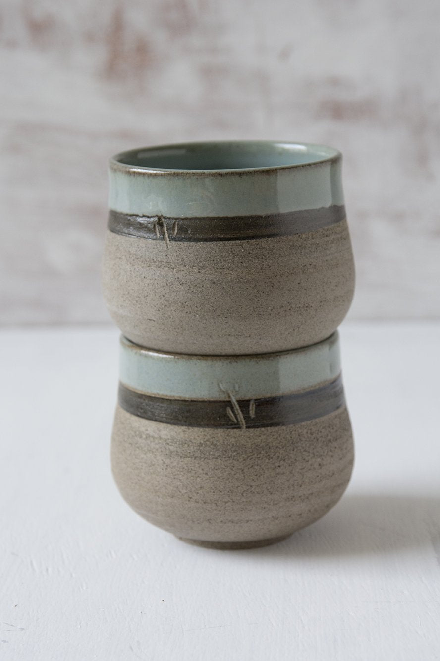 Light Blue Ceramic Tumblers, Set of 2 - RAMIREZ ZANOTTY - Mugs and Cups