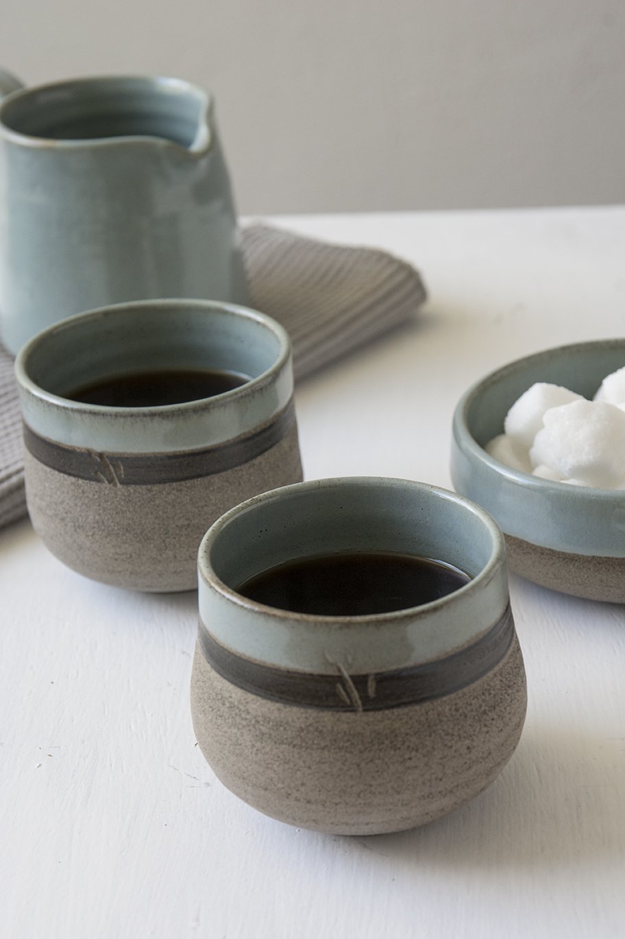 Light Blue Ceramic Tumblers, Set of 2 - RAMIREZ ZANOTTY - Mugs and Cups