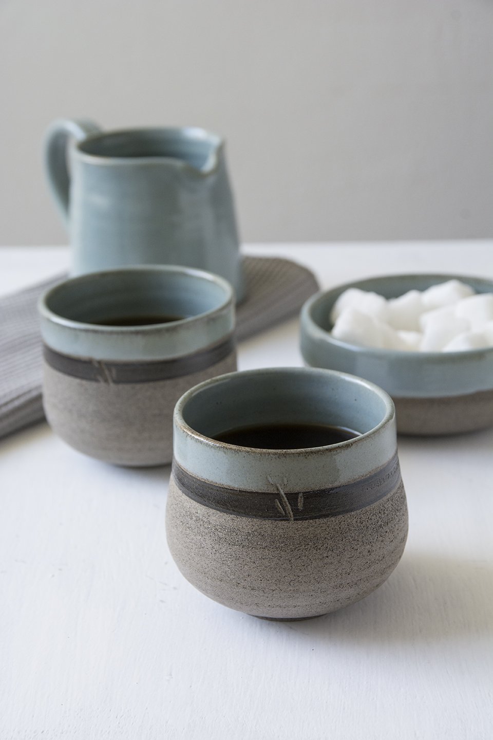 Light Blue Ceramic Tumblers, Set of 2 - RAMIREZ ZANOTTY - Mugs and Cups