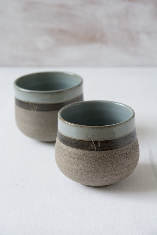 Light Blue Ceramic Tumblers, Set of 2 - RAMIREZ ZANOTTY - Mugs and Cups