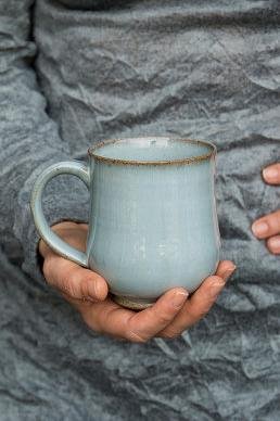 Light Blue Pottery Mug, 10 fl oz - RAMIREZ ZANOTTY - Mugs and Cups