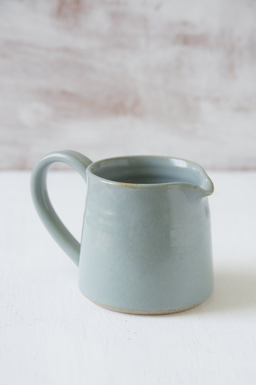 Light Blue Set of a Pottery Sugar Bowl and a Pitcher - RAMIREZ ZANOTTY - Sugar Bowl set