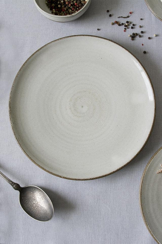 White Large Pottery Dinner Plate - RAMIREZ ZANOTTY - plates