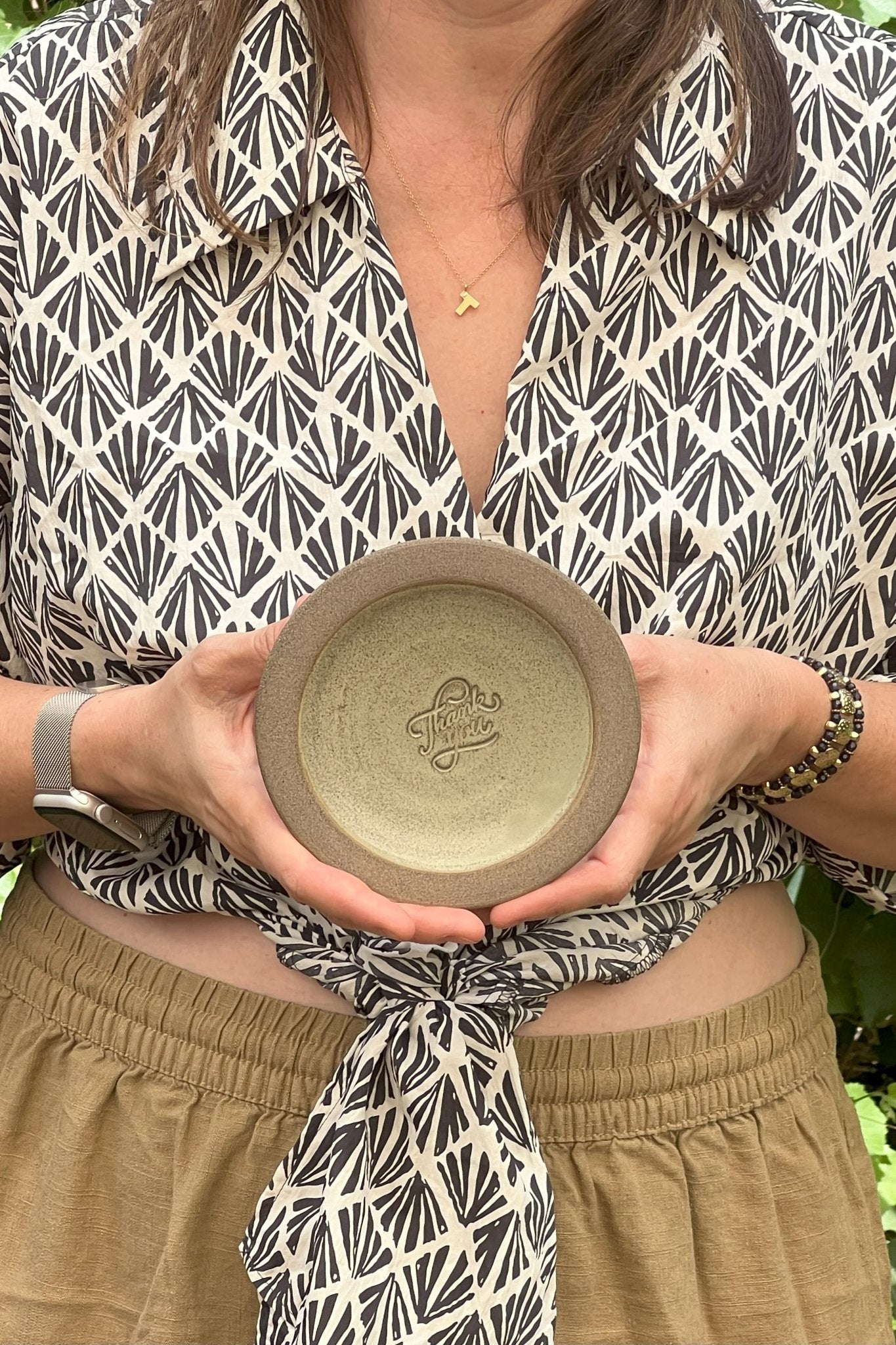 Pottery Trinket Dish - "Thank You" Engraved - RAMIREZ ZANOTTY- plates