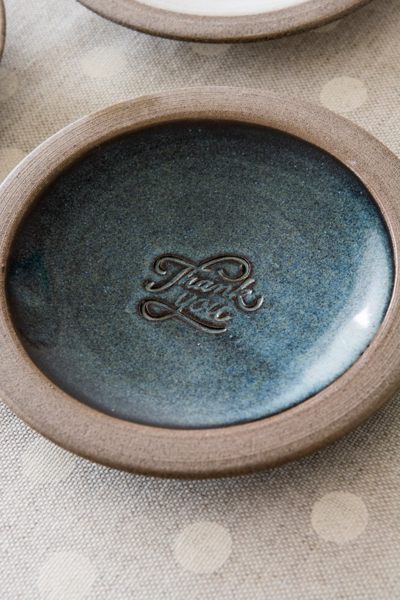 Pottery Trinket Dish - "Thank You" Engraved - RAMIREZ ZANOTTY- plates