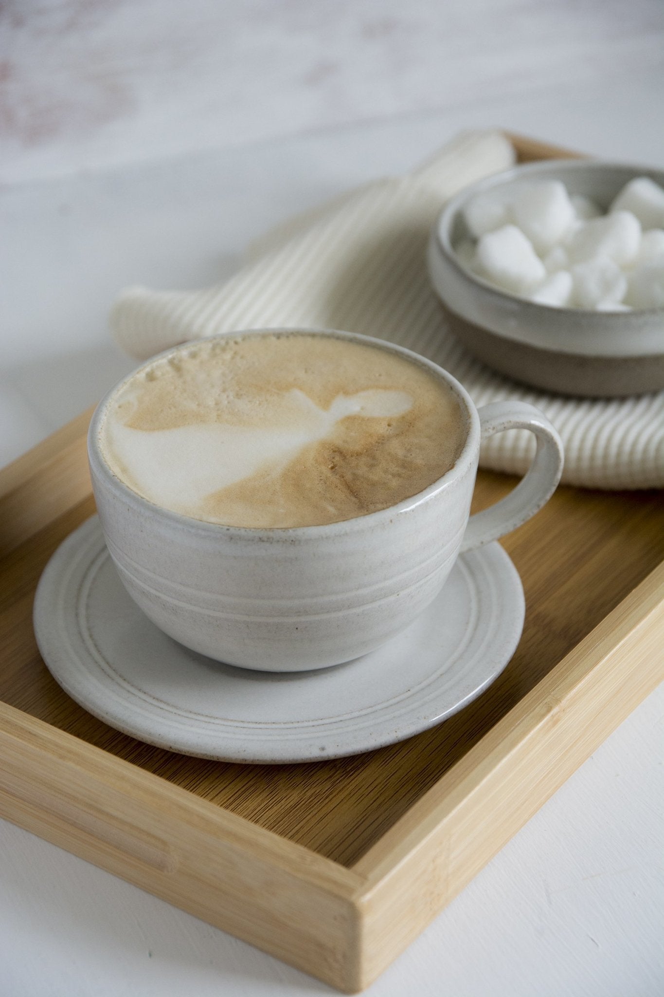Pottery White Tea Cup and Saucer - RAMIREZ ZANOTTY - Mug