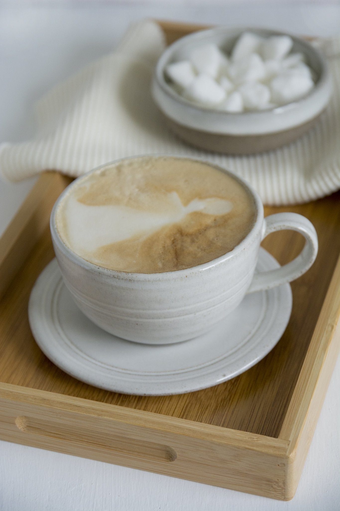 Pottery White Tea Cup and Saucer - RAMIREZ ZANOTTY - Mug