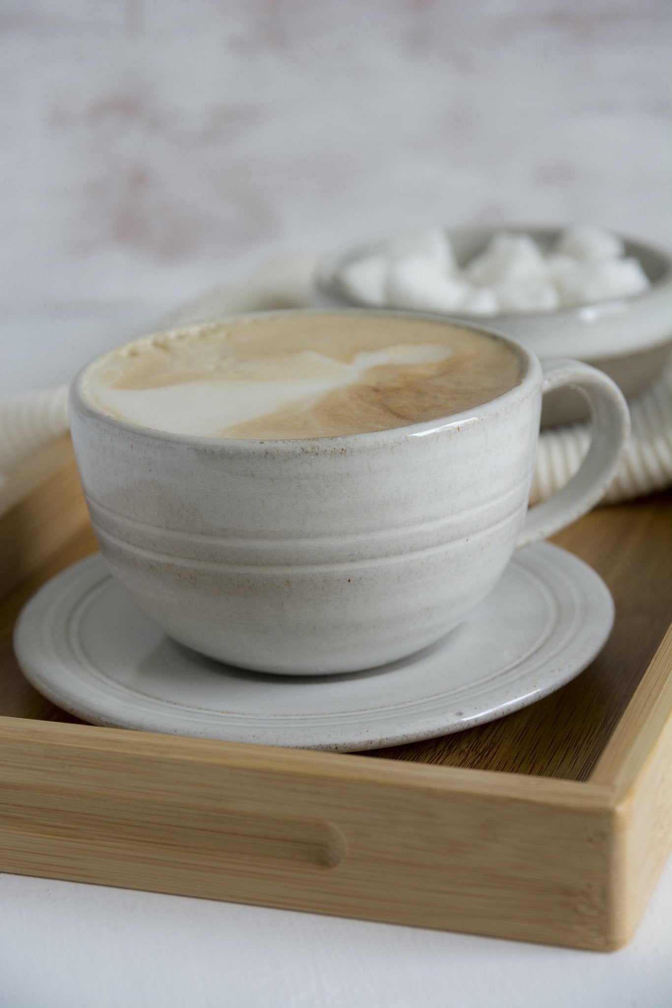 Pottery White Tea Cup and Saucer - RAMIREZ ZANOTTY - Mug