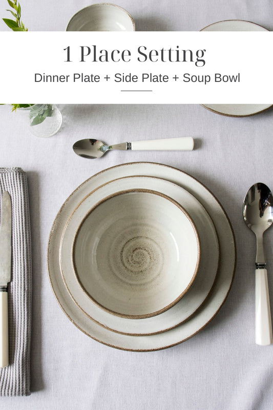 Rustic Dinnerware Place Setting, 3 Piece - RAMIREZ ZANOTTY - plates