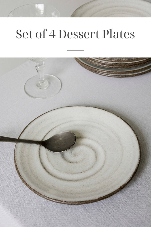 Set of 4 White Dessert Plates - RAMIREZ ZANOTTY - plates