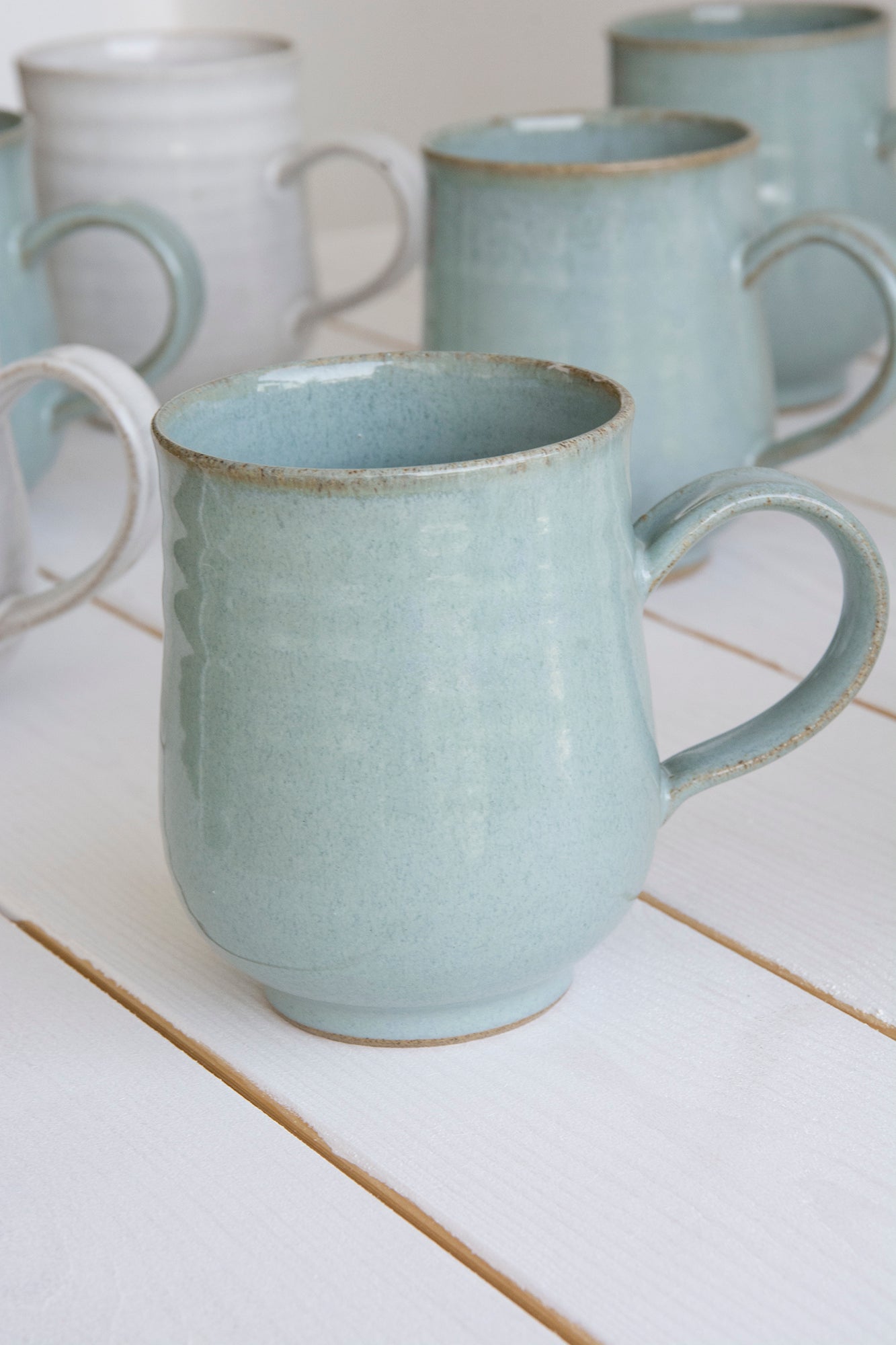 Light Blue Pottery Mug, 10 fl oz - RAMIREZ ZANOTTY- Mugs and Cups