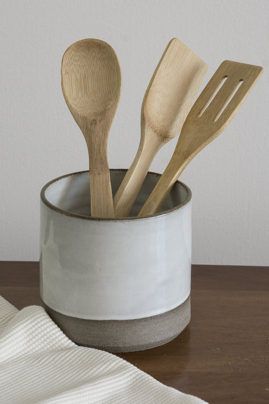 White and Gray Utensil crock - RAMIREZ ZANOTTY - Utensil Holder
