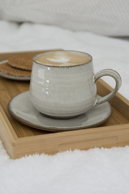 White Latte Cup and Saucer, 11 fl. oz - RAMIREZ ZANOTTY - cup