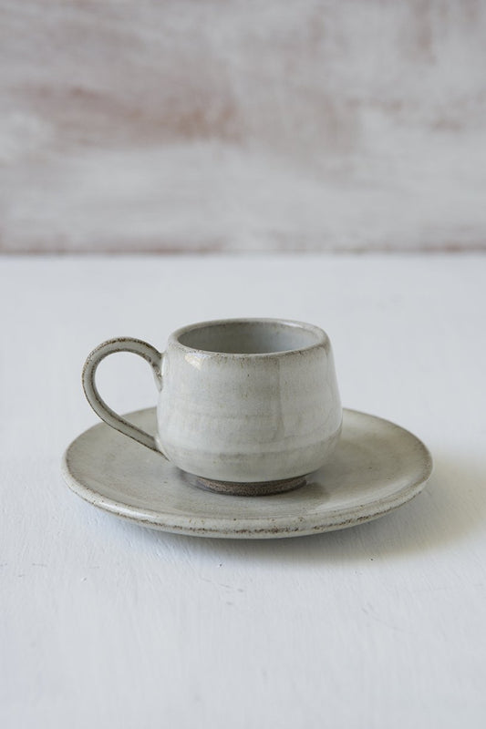 White Pottery Espresso Cup With Saucer - RAMIREZ ZANOTTY - cup